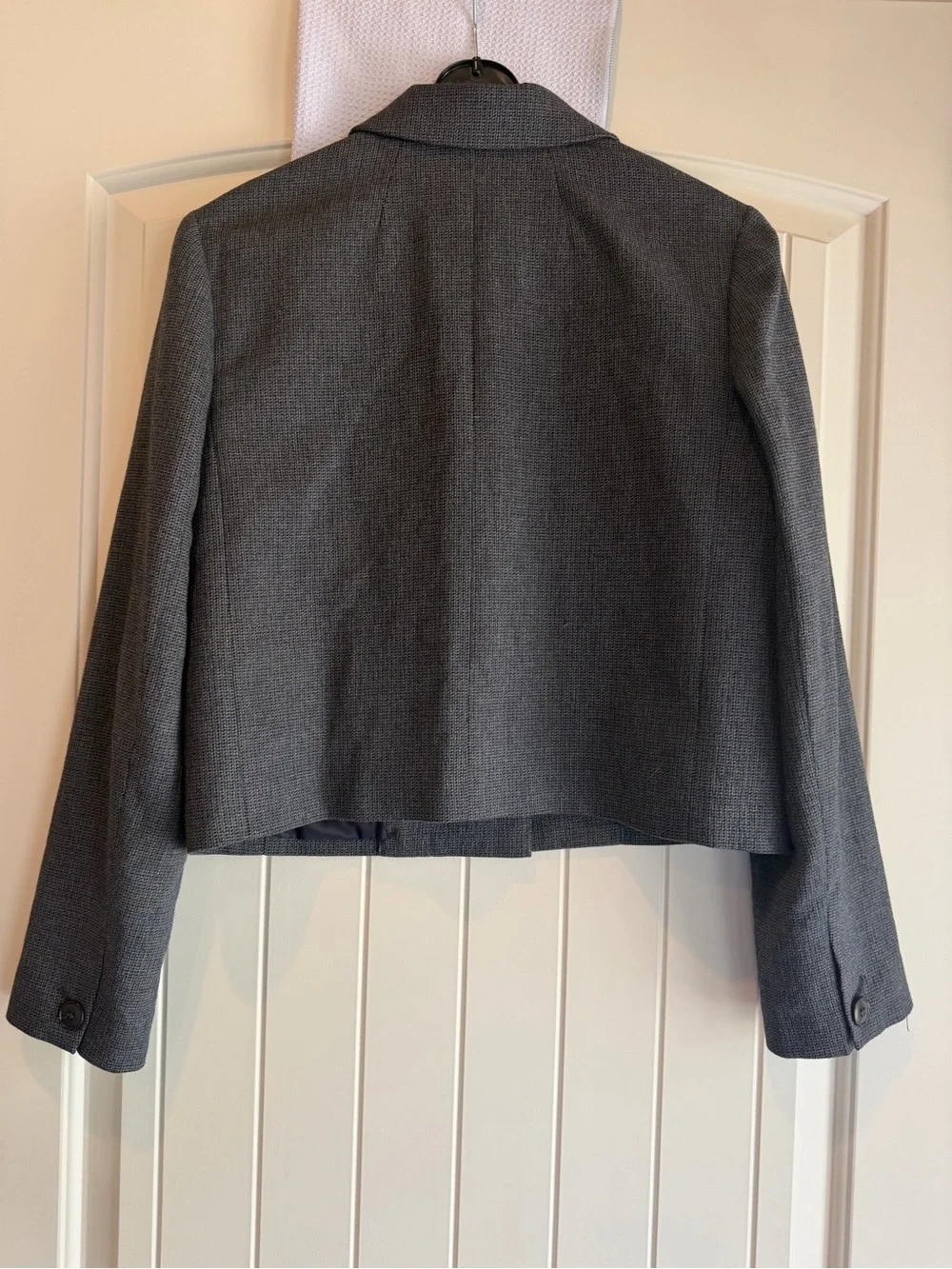 Madewell Women’s Gray Cropped Tailored Blazer Jacket Crafted in Italian Fabric-S